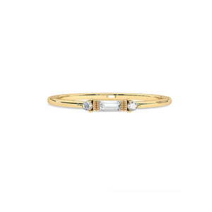 Baguette diamond ring 0.08 carat 18k 14k yellow gold