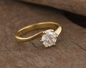 Gold Solitaire Ring-1 ct Solitaire engagement ring-Solitaire ring-Yellow gold ring-Women Jewelry-Promise ring-Solitaire diamond gold ring
