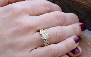 1ct Engagement Ring-Solitaire ring-Gold ring -Gold Statement Ring