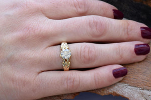1ct Engagement Ring-Solitaire ring-Gold ring -Gold Statement Ring