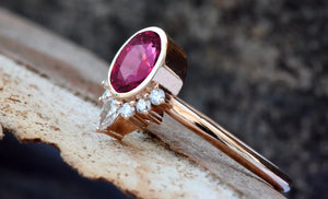 Pink tourmaline ring-Rose gold engagement-Diamond vintage ring-Promise ring-Oval shaped tourmaline engagement ring-Cluster engagement ring-art deco ring,Cluster engagement,Custom Rings,Diamond vintage ring,engagement ring,FREE SHIPPING,gold diamond ring,Pink tourmaline ring,Promise ring,Rose gold engagement,Rose gold ring,tourmaline ring rose,unique engagement,vs,vvs