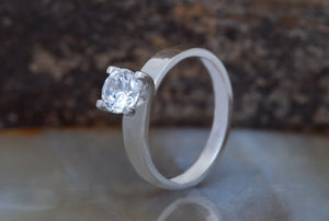 Solitaire ring 1 carat-Gold Solitaire Ring-Diamond Solitaire-Solid gold ring-Promise ring-Art deco ring-Custom Ring-Bridal ring-Round halo