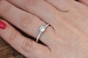 Engagement Diamond Ring 1/2 carat-14K White Gold ring-Women Jewelry-Cluster Engagement ring-Promise ring - SevenCarat