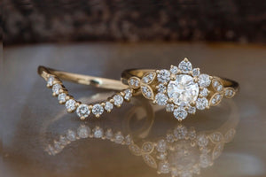 1 carat Flower wedding ring set-Art deco wedding set-Diamond leaf ring-Gold Ring -Promise ring-Bridal set ring-1 carat diamond ring,Art deco wedding,Bridal set ring,diamond engagement,Diamond leaf ring,engagement ring,Floral ring,Flower wedding ring,gold ring,Leaf engagement ring,Leaf rings set,promise ring,wedding sets