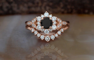 1 carat Flower wedding ring set rose gold-Art deco wedding set-Diamond leaf ring-Gold Ring -Promise ring-Bridal set ring-1 carat diamond ring,Art deco wedding,Bridal set ring,diamond engagement,Diamond leaf ring,engagement ring,Floral ring,Flower wedding ring,Leaf engagement ring,Leaf rings set,promise ring,rose gold set,wedding sets