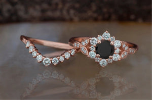 1 carat Flower wedding ring set rose gold-Art deco wedding set-Diamond leaf ring-Gold Ring -Promise ring-Bridal set ring-1 carat diamond ring,Art deco wedding,Bridal set ring,diamond engagement,Diamond leaf ring,engagement ring,Floral ring,Flower wedding ring,Leaf engagement ring,Leaf rings set,promise ring,rose gold set,wedding sets
