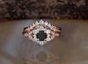 1 carat Flower wedding ring set rose gold-Art deco wedding set-Diamond leaf ring-Gold Ring -Promise ring-Bridal set ring-1 carat diamond ring,Art deco wedding,Bridal set ring,diamond engagement,Diamond leaf ring,engagement ring,Floral ring,Flower wedding ring,Leaf engagement ring,Leaf rings set,promise ring,rose gold set,wedding sets