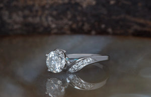 1 ct Engagement Ring-Art deco diamond ring-Knot Engagement Ring