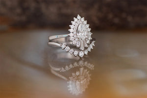 1 carat diamond Gatsby wedding set- 14k 18k white gold, Platinum-art deco ring,Baguette ring,Bridal wedding ring,custom order,Diamond engagement,engagement ring,free shipping,gold diamond ring,pear cut diamond,pear diamond ring,Promise ring,unique engagement,Wedding sets