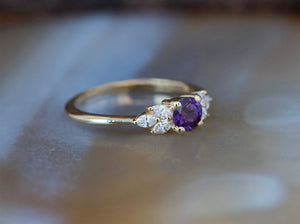 Art deco Engagement Ring-Leaves engagement ring -Unique diamond ring-Dainty Promise Ring-Leaf ring-Custom Ring-Solid gold ring-Nature ring-Amethyst ring,anniversary ring,Art deco engagement,Custom Ring,Dainty Promise Ring,engagement ring,Gatsby ring,Gemsone,Leaf engagement ring,marquise diamond,Nature ring,promise ring,Round,Solid gold ring,vs,vvs,yellow gold ring