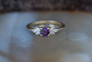 Art deco Engagement Ring-Leaves engagement ring -Unique diamond ring-Dainty Promise Ring-Leaf ring-Custom Ring-Solid gold ring-Nature ring-Amethyst ring,anniversary ring,Art deco engagement,Custom Ring,Dainty Promise Ring,engagement ring,Gatsby ring,Gemsone,Leaf engagement ring,marquise diamond,Nature ring,promise ring,Round,Solid gold ring,vs,vvs,yellow gold ring