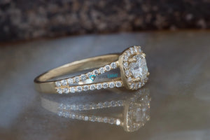 Cushion cut diamond ring -1 Carat Diamond Engagement Ring-Halo Cushion Ring-Cushion wedding ring-Promise ring-Cushion ring-Solid gold ring