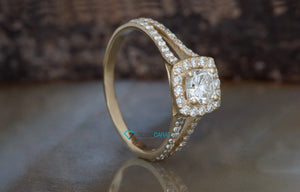 Cushion cut diamond ring -1 Carat Diamond Engagement Ring-Halo Cushion Ring-Cushion wedding ring-Promise ring-Cushion ring-Solid gold ring
