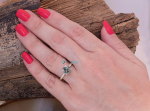 2 carat salt & pepper diamond-Salt and Pepper diamond engagement ring-4 prong solitaire ring-Promise ring-Custom Ring- salt and pepper ring