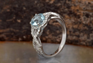 Aquamarine diamond engagement ring