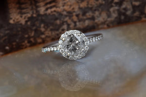 2 carat diamond ring-Salt and Pepper diamond engagement ring-Vintage ring-Salt and pepper engagement ring-Grey diamond-Salt pepper ring
