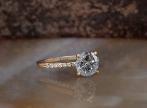 2 carat salt & pepper diamond-Salt and Pepper diamond engagement ring-4 prong solitaire ring-Promise ring-Custom Ring- salt and pepper ring