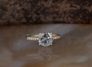 2 carat salt & pepper diamond-Salt and Pepper diamond engagement ring-4 prong solitaire ring-Promise ring-Custom Ring- salt and pepper ring