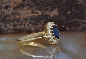Sapphire engagement ring vintage oval shaped ring-Sapphire halo ring-Anniversary ring-Blue sapphire engagement ring-14k sapphire ring-14k sapphire ring,Anniversary ring,blue sapphire ring,diamond ring,Gemstone,handmade jewelry,Oval,Princess Diana Ring,Promise ring,Ring,sapphire anniversary,sapphire halo ring,sapphire ring,statement ring,Vintage ring,vintage oval ring,vs,vvs