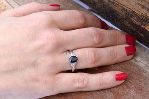 1 carat Natural blue sapphire engagement ring - SevenCarat