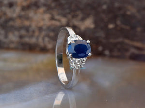 1 carat Natural blue sapphire engagement ring - SevenCarat