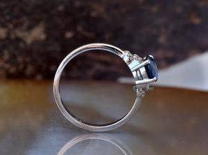 1 carat Natural blue sapphire engagement ring - SevenCarat