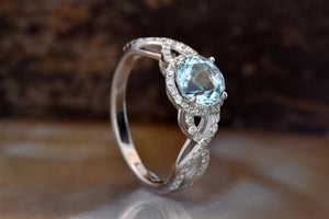 Aquamarine diamond engagement ring