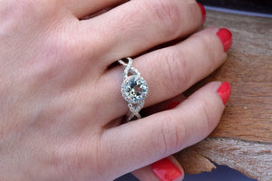 Aquamarine diamond engagement ring