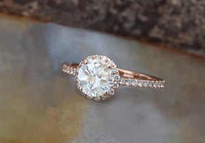 Halo wedding ring-Halo Diamond Engagement Ring 1.50 ct-Rose Gold Ring-Cluster Engagement Ring-Anniversary ring-Promise ring-Round halo-4 prong engagement,anniversary gift,branch ring,Classic halo ring,dainty ring,diamond ring,engagement ring,Halo Diamond ring,halo wedding ring,natural diamond ring,Rose Gold Ring,Round,Round halo,vs,vvs,womens jewelry