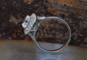 Halo diamond engagement ring-Art deco engagement ring- Custom made jewelry-1 carat diamond ring,Cluster engagement,Custom ring,diamond engagement,diamond jewelry,diamond ring,engagement ring,free shipping,gift for her,halo diamond ring,Round,vs,vvs,white gold ring,womens jewelry,womens ring