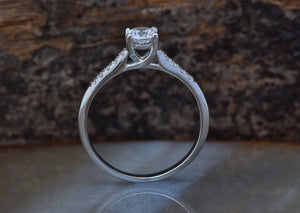 Engagement Diamond Ring 1/2 carat-14K White Gold ring-Women Jewelry-Cluster Engagement ring-Promise ring-4 prong engagement-dainty gold ring