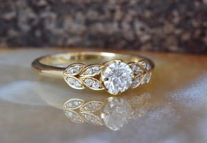 Art deco Engagement Ring-Twig engagement ring-Diamond leaf ring-Branch ring-Unique diamond ring -Promise ring-Leaf ring-Custom Ring- - SevenCarat