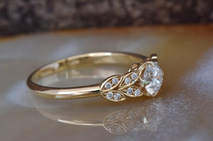 Art deco Engagement Ring-Twig engagement ring-Diamond leaf ring-Branch ring-Unique diamond ring -Promise ring-Leaf ring-Custom Ring- - SevenCarat