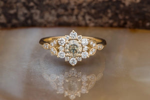 1 carat champagne diamond ring-Art deco Engagement Ring-Flower engagement ring -Promise ring-Leaf ring-Custom Ring-Branch engagement ring