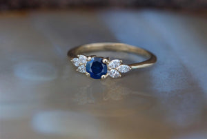 Dainty branch sapphire ring-Blue sapphire Engagement Ring-Promise ring-Marquise diamond ring-Gatsby sapphire ring-Twig engagement ring - SevenCarat