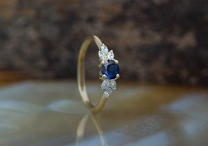 Dainty branch sapphire ring-Blue sapphire Engagement Ring-Promise ring-Marquise diamond ring-Gatsby sapphire ring-Twig engagement ring - SevenCarat
