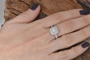 Bridal set rings white gold-1.60 carat wedding set-Halo diamond engagement wedding sets-14K white Gold-Promise ring-diamond engagement ring-1 carat diamond ring,Art nouveau ring,Bridal set rings,diamond engagement,diamond jewelry,diamond ring,engagement ring,free shipping,gold diamond ring,gold ring,Halo engagement ring,promise ring,wedding sets