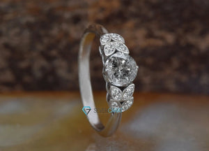 0.64 ct Salt and pepper diamond alternative engagement ring - 14k 18k White Gold