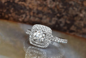 Bridal set rings white gold-1.60 carat wedding set-Halo diamond engagement wedding sets-14K white Gold-Promise ring-diamond engagement ring-1 carat diamond ring,Art nouveau ring,Bridal set rings,diamond engagement,diamond jewelry,diamond ring,engagement ring,free shipping,gold diamond ring,gold ring,Halo engagement ring,promise ring,wedding sets