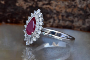 Non traditional  engagement rings with ruby white gold