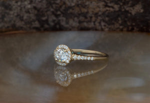 Engagement Diamond Ring-14K 18k White Gold ring-Diamond engagement ring-Diamond promise ring-4 prong engagement-Round halo-Halo wedding ring