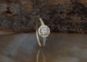 Engagement Diamond Ring-14K 18k White Gold ring-Diamond engagement ring-Diamond promise ring-4 prong engagement-Round halo-Halo wedding ring