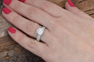 1.80 carat Diamond estate engagement ring -White Gold halo ring-Promise ring-4 prong engagement,Art deco ring,bridal jewelry,diamond ring,engagement ring,Estate diamond ring,natural diamond ring,promise ring,Round,Round halo,Solid gold ring,Solitaire engagement,Twig engagement ring,vs,vvs,wedding ring