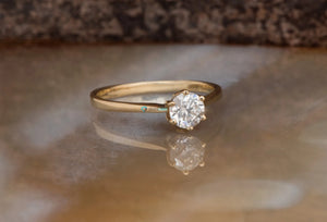 Solitaire diamond Ring 0.50ct-Solitaire engagement ring-Solid gold ring-Dainty Promise Ring-Round halo-Gold Solitaire Ring-Solitaire 6 prong