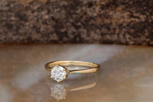 Solitaire diamond Ring 0.50ct-Solitaire engagement ring-Solid gold ring-Dainty Promise Ring-Round halo-Gold Solitaire Ring-Solitaire 6 prong