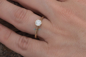 Solitaire diamond Ring 0.50ct-Solitaire engagement ring-Solid gold ring-Dainty Promise Ring-Round halo-Gold Solitaire Ring-Solitaire 6 prong