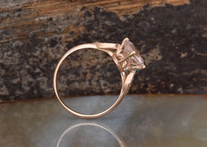 Morganite engagement ring-Pink Morganite ring 14k Rose Gold-Promise ring-Art deco ring-Cushion Cut Morganite Ring-Halo Cushion Ring