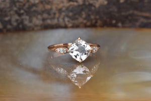 Alternative engagement ring with morganite ring and diamonds