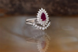 Non traditional  engagement rings with ruby white gold