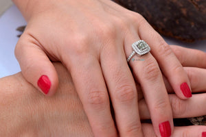1.50 Halo Cushion diamond ring-Vintage salt and pepper ring-Promise ring-Salt and pepper ring-Salt pepper diamond-Cushion cut ring